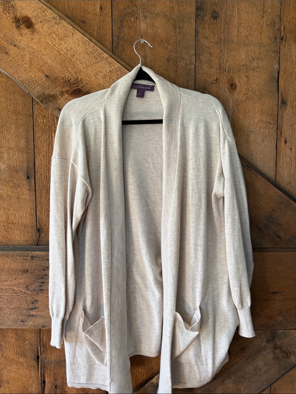 Gloria Vanderbilt‎ Cream Open-Front Shawl Collar Cardigan XXL Womens
